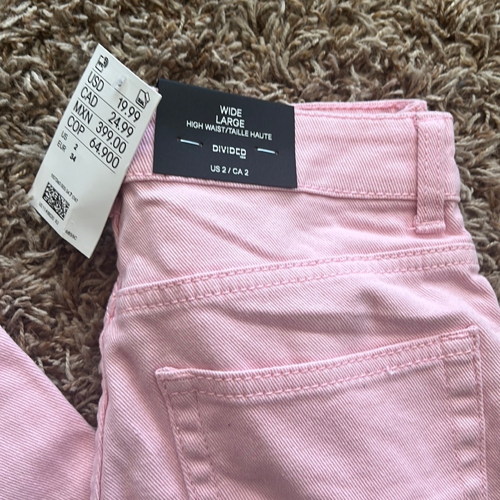 H&M pink wide leg jeans